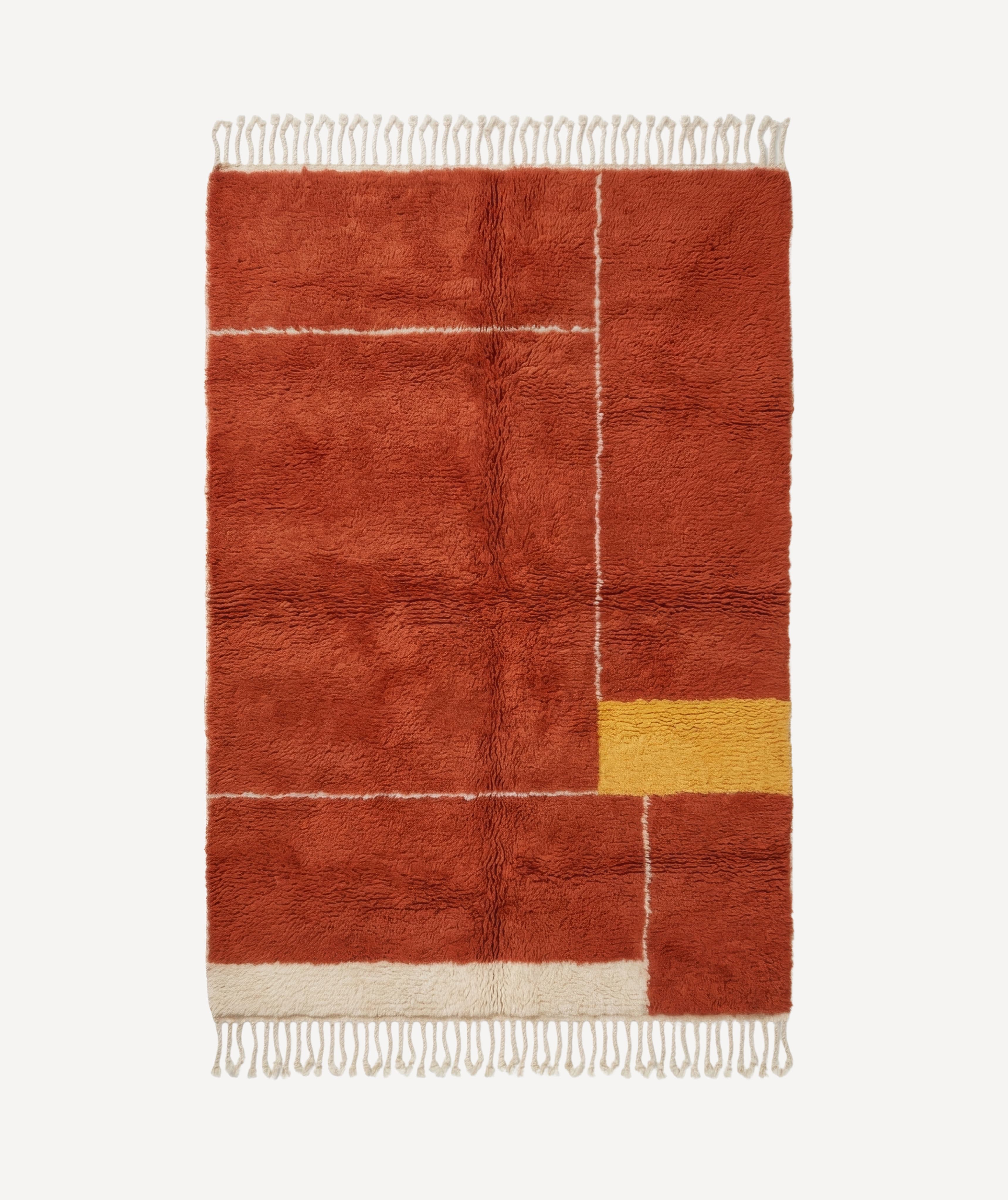 Cruce hand-knotted Mrirt rug — Burnt Sienna and Natural Cream crossroads with Turmeric accent — Moussem Mexico Collection