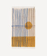 Mediodía hand-knotted Mrirt rug — Natural Cream with Turmeric gold sun circle and Majorelle blue detail — Moussem Mexico Collection